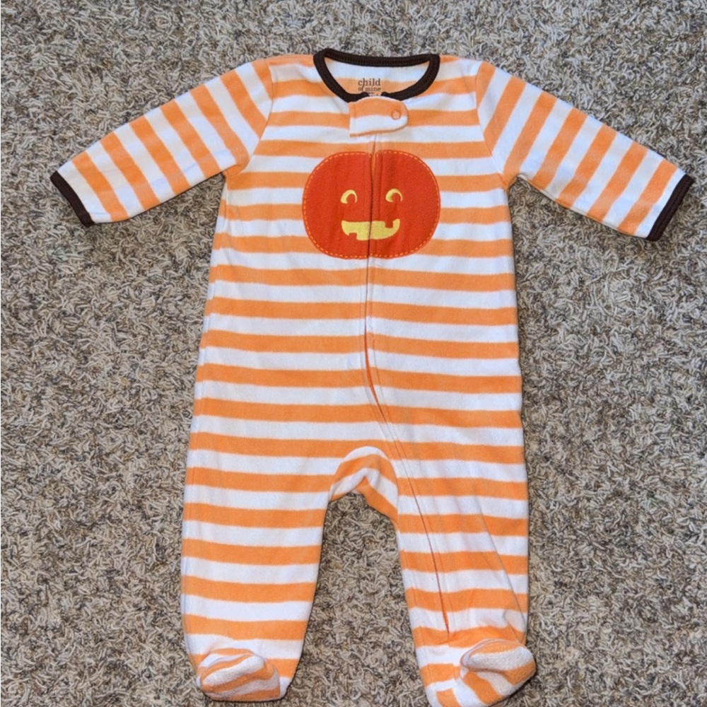 Child of mine Halloween pumpkin 3-6m fleece zip up